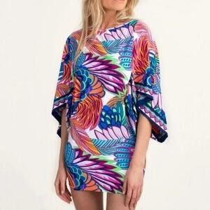 Trina Turk Paradise Plume Tunic Swim Coverup Size Medium Multicolored Beach